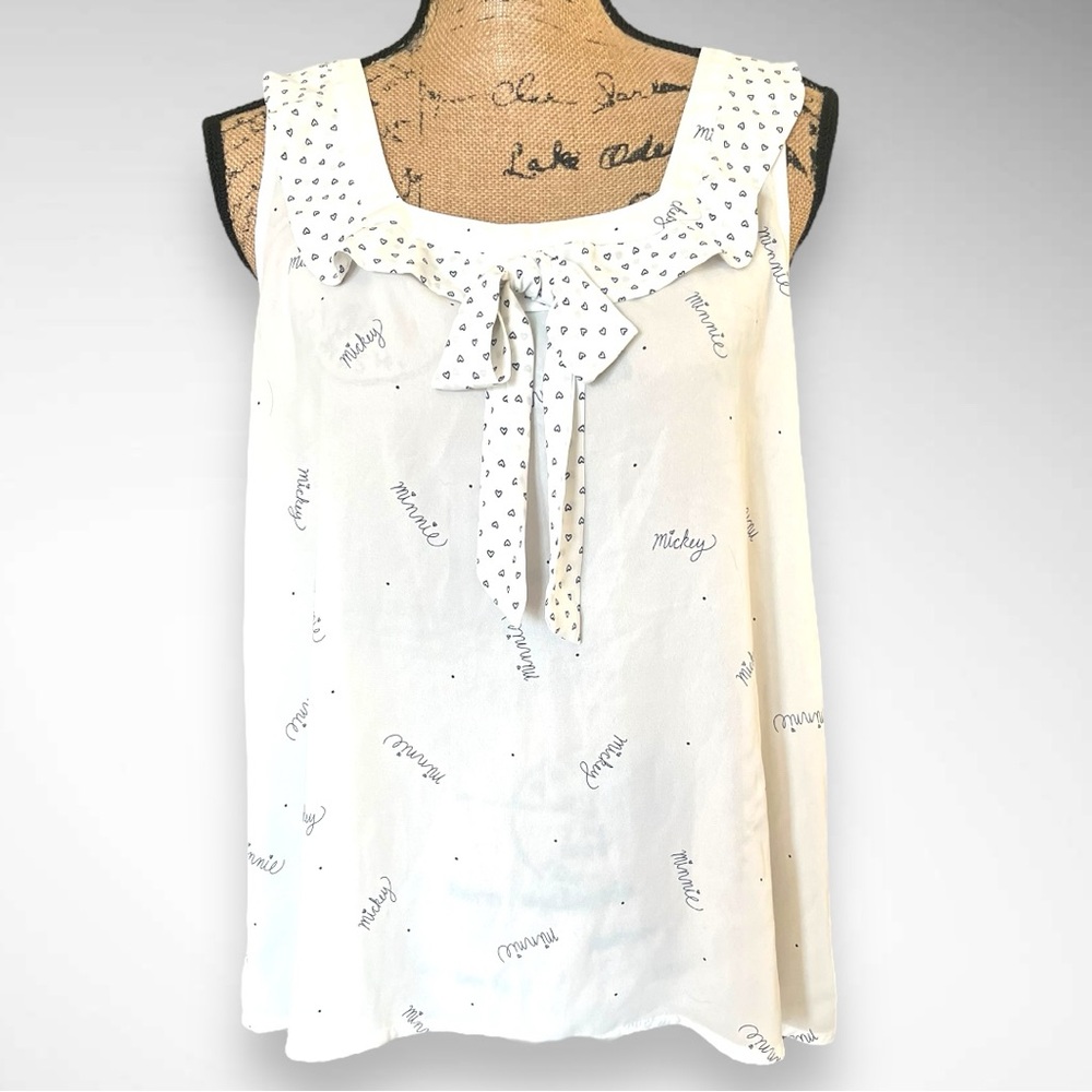 DISNEY‎ A COLLECTION BY LAUREN CONRAD White Sleeveless Minnie Mouse Blouse | EUC